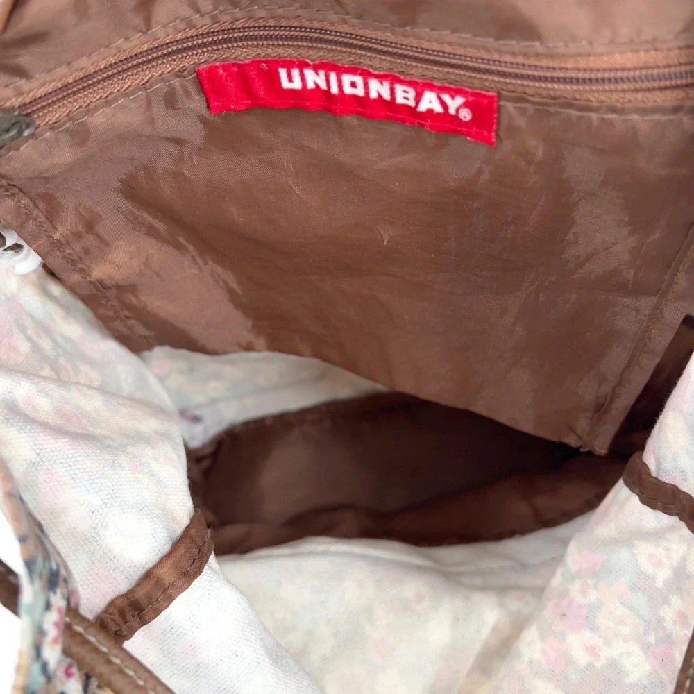 Vintage Unionbay Womens Backpack Brown Floral‎ Lace Cottagecore Coquette Boho